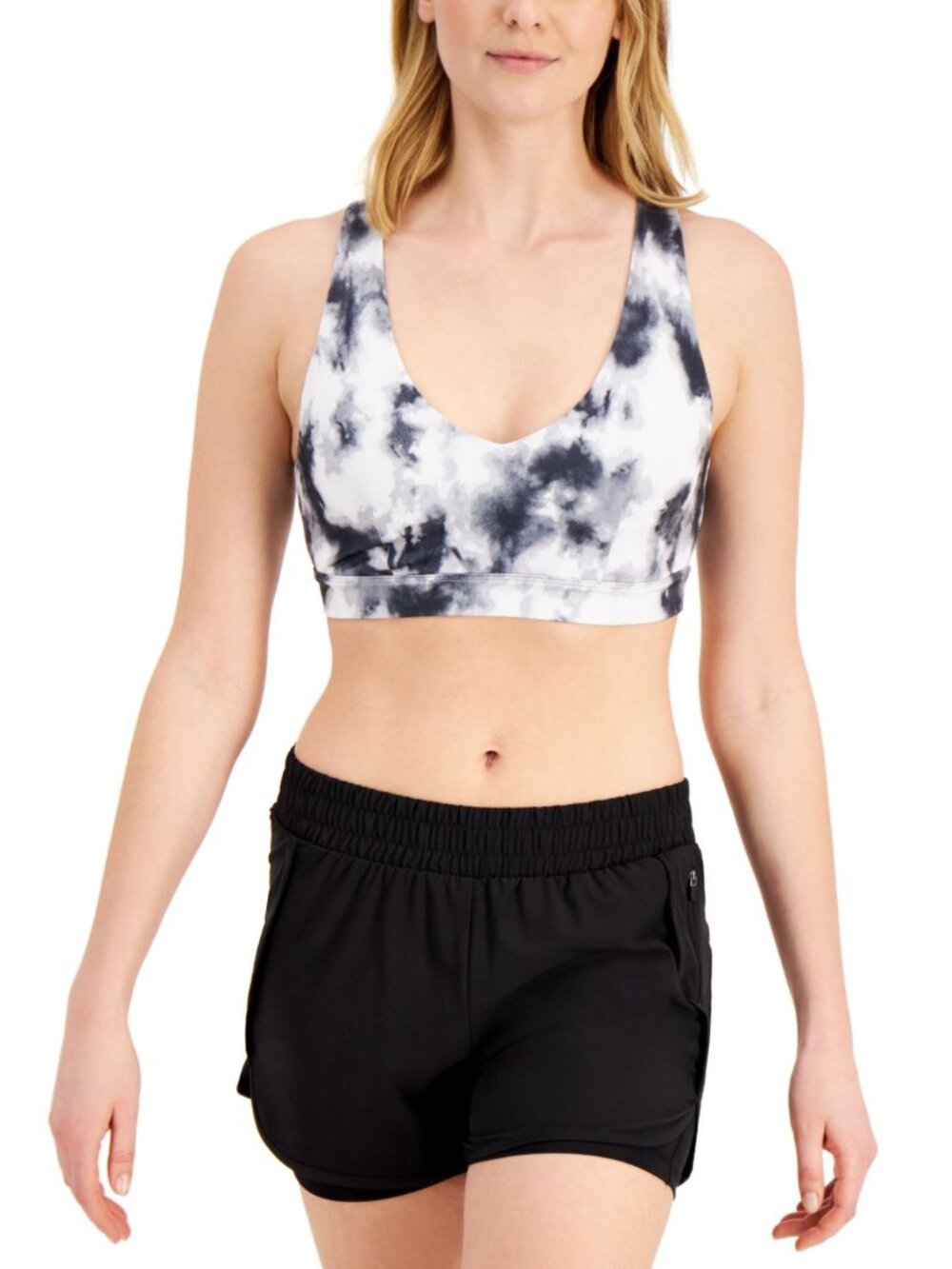 Ideology Womens Intimate Tie-Dyed Low Impact Sports Bra